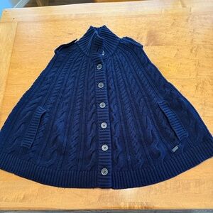 Burberry Dark Blue Cable Knit Poncho